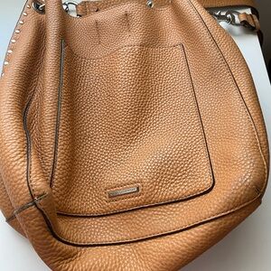 Rebecca Minkoff brown pebbled leather shoulder bag.